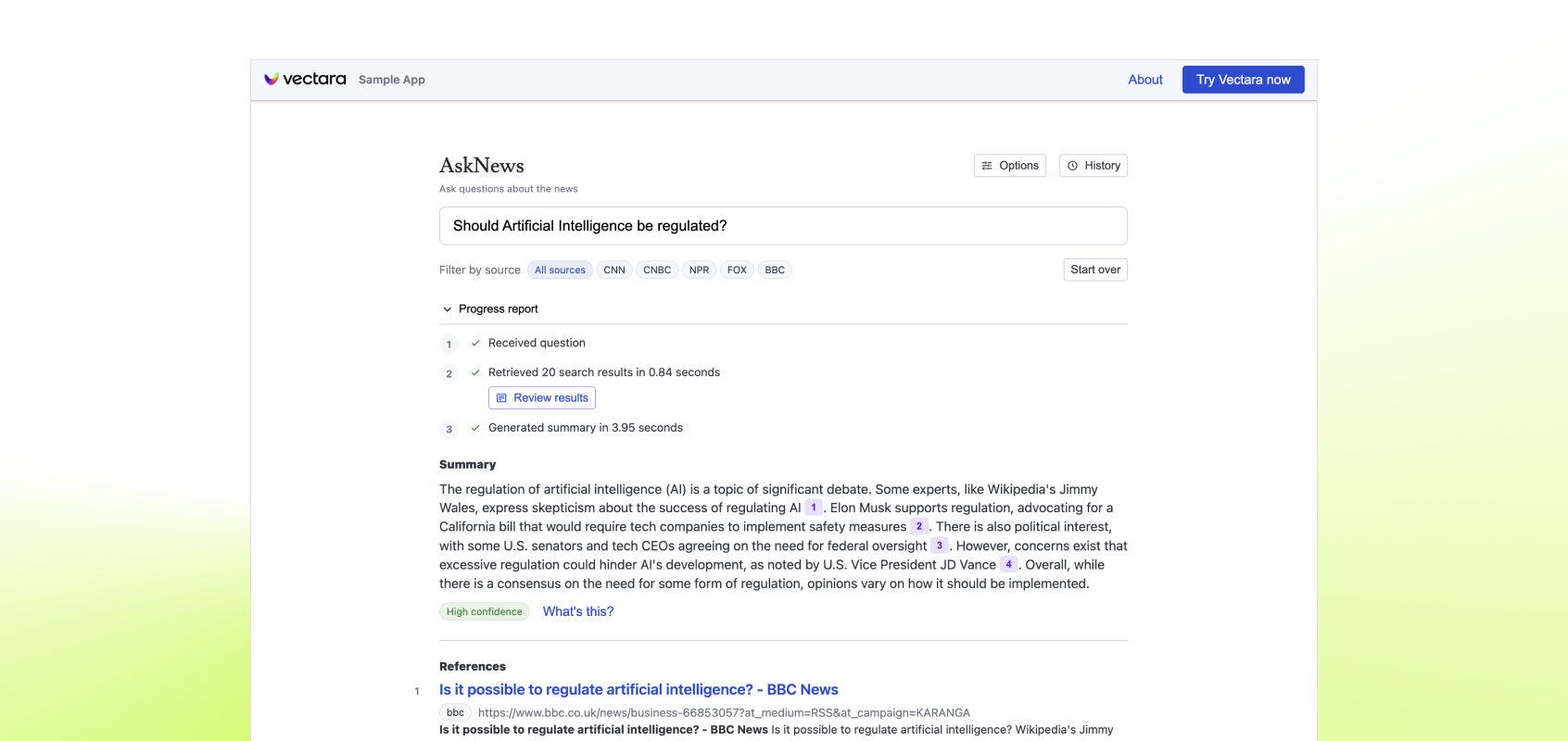 Vectara AI Search
